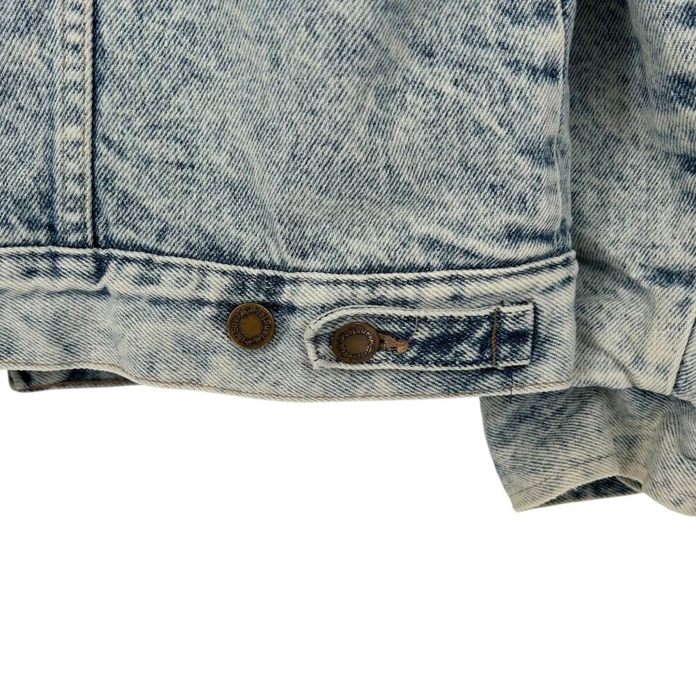 Vintage 80s Wrangler Trucker Jean Jacket Acid Snow Wash Sherpa Western Outlaw M - Picture 5 of 16